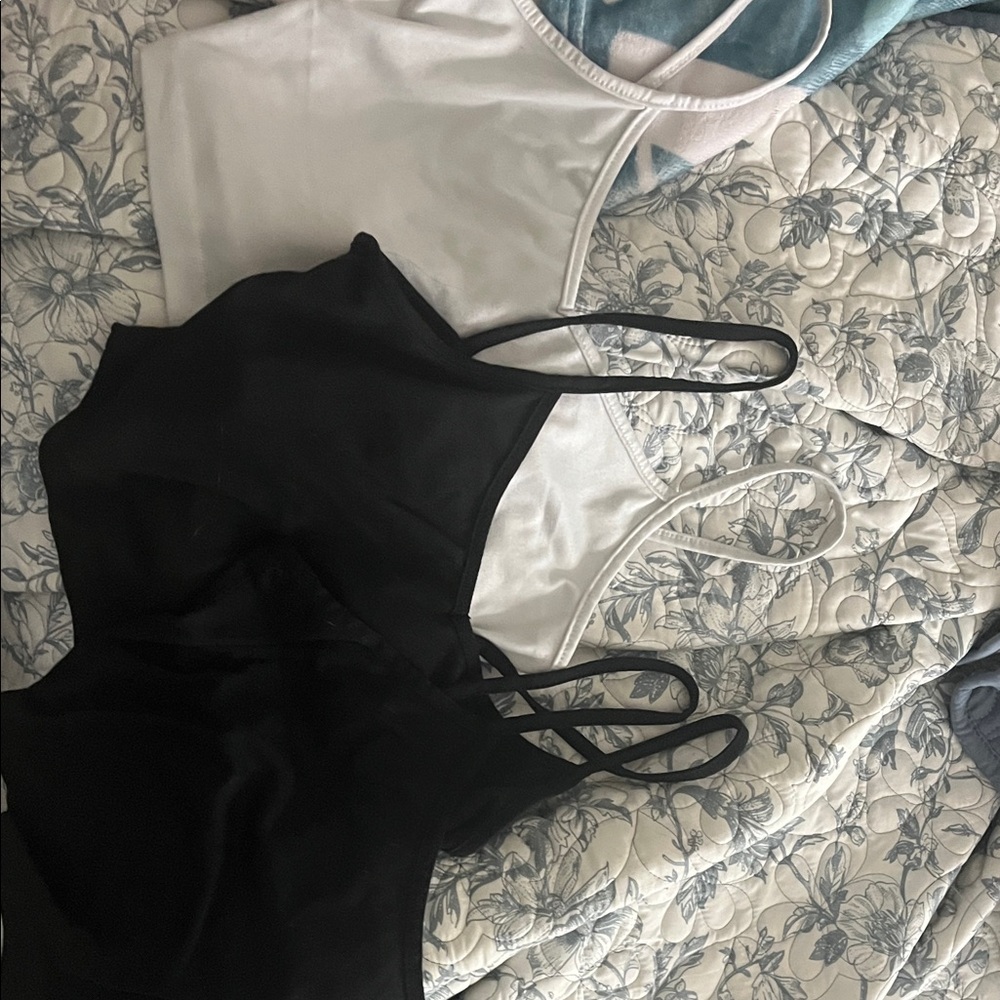 Women's Black and White Spaghetti Strap Tops
